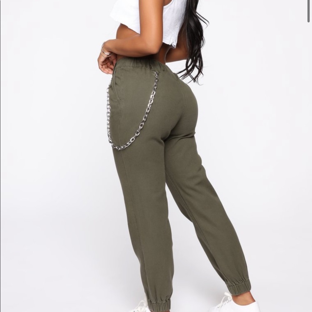 Fashion Nova Cargo Green Joggers